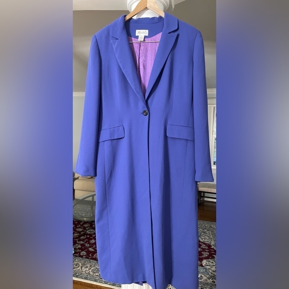 Blushe by Spiegel women’s Missy size 16one button lined purple trench/ over coat